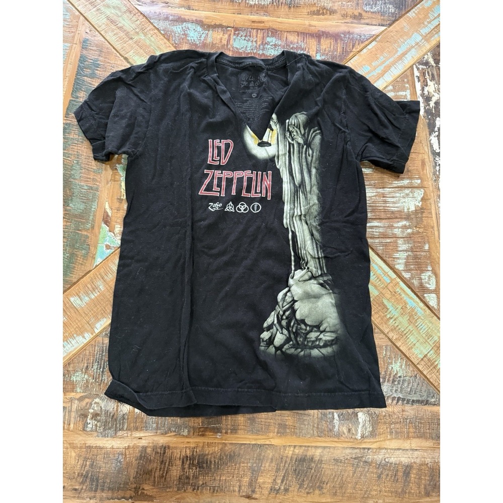Led Zeppelin Black Distressed‎ T Shirt Size M